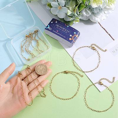 12Pcs 304 Stainless Steel Paperclip Chain Bracelets Set for Women BJEW-SC0001-21-1