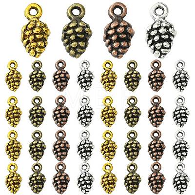 48Pcs 4 Colors Tibetan Style Alloy Pendants TIBEP-YW0001-80-1