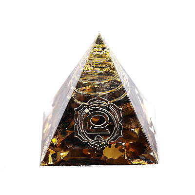 Chakra Pattern Orgonite Pyramid Resin Display Decorations G-PW0005-03D-1