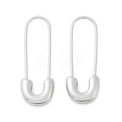 304 Stainless Steel Safety Pin Charm Huggie Hoop Earrings for Women EJEW-C096-41P-1