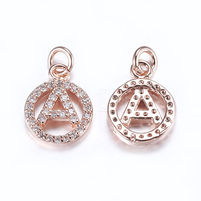 Brass Micro Pave Cubic Zirconia Pendants ZIRC-G120-A-RG-RS-1