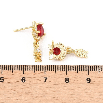 Brass Micro Pave Cubic Zirconia Dangle Stud Earrings EJEW-F405-24G-05-1