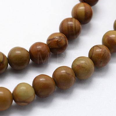 Natural Wood Lace Stone Beads Strands G-I199-17-8mm-1