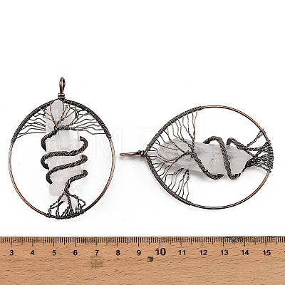 Natural Quartz Crystal Copper Wire Wrapped Big Pendants G-H359-06AB-1