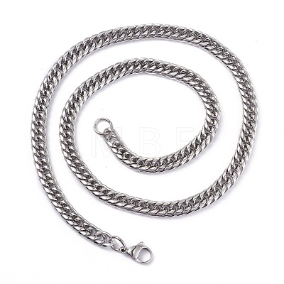 Men's 304 Stainless Steel Diamond Cut Cuban Link Chain Necklaces NJEW-I248-01P-1