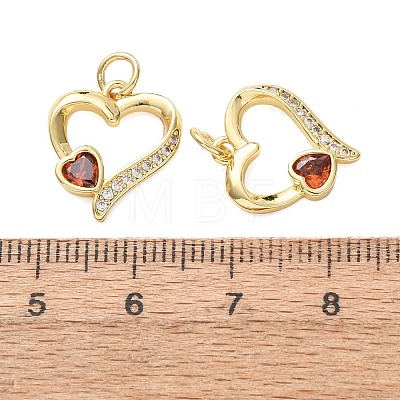 Valentine's Day Brass Micro Pave Orange Cubic Zirconia Pendants CU-E003-17G-C-1
