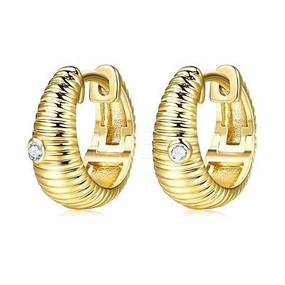 Brass Micro Pave Cubic Zirconia Huggie Hoop Earrings EJEW-BB67135-1