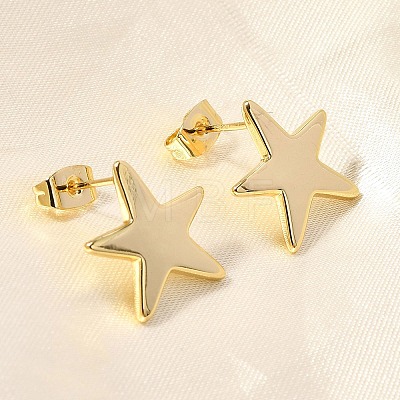 Brass Stud Earrings EJEW-B118-03G-1