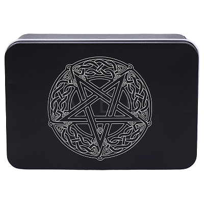 Knot & Star Printed Iron Tarot Card Collection Boxes AJEW-CN0007-91A-1
