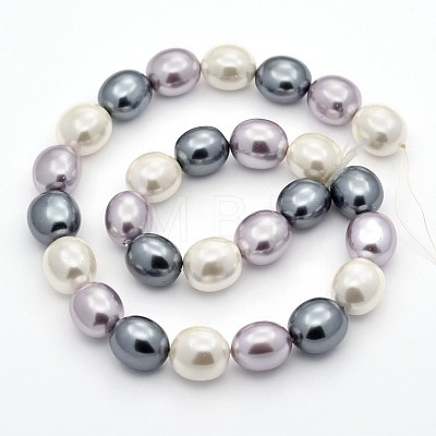 Oval Shell Pearl Bead Strands BSHE-M008-04-1
