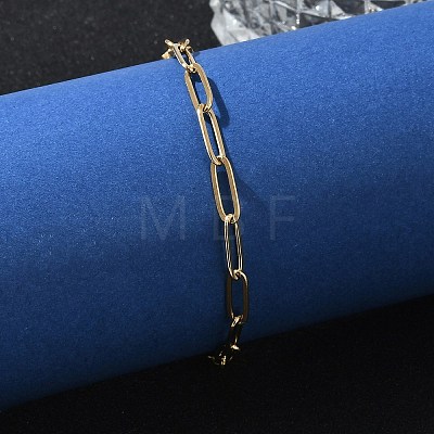 PVD Vacuum Plating 304 Stainless Steel Paperclip Chain Bracelet for Men Women X-BJEW-E031-02G-01-1