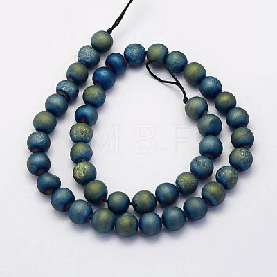 Electroplate Natural Druzy Agate Beads Strands G-G708-6mm-10-1