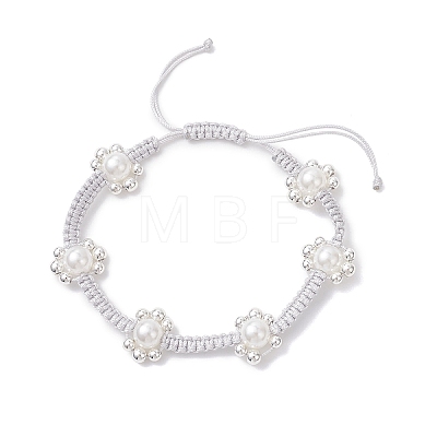 ABS Plastic Imitation Pearl & Electroplate Non-magnetic Synthetic Hematite Beads Braided Bead Bracelets for Women BJEW-JB12916-1