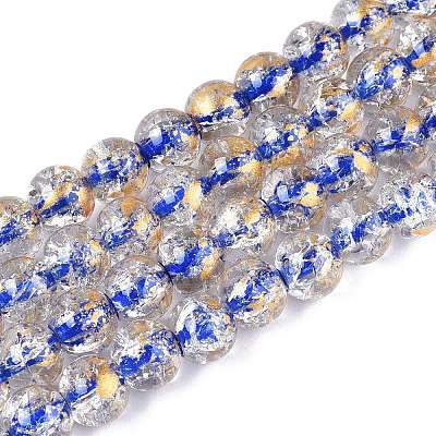 Crackle Transparent Glass Beads Strands GLAA-N030-8mm-01D-1