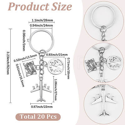20Pcs Airplane Alloy Keychains KEYC-SC00030-1