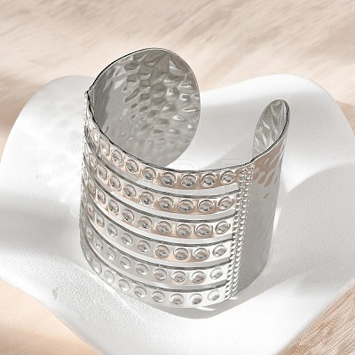 304 Stainless Steel Cuff Bangles for Women BJEW-Z096-06P-1