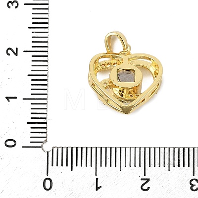 Brass Micro Pave Cubic Zirconia and Glass Pendants KK-M315-01G-03-1