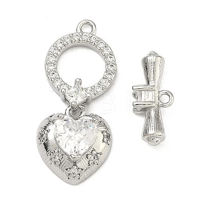 Brass Micro Pave Clear Cubic Zirconia Toggle Clasps KK-F934-05P-1