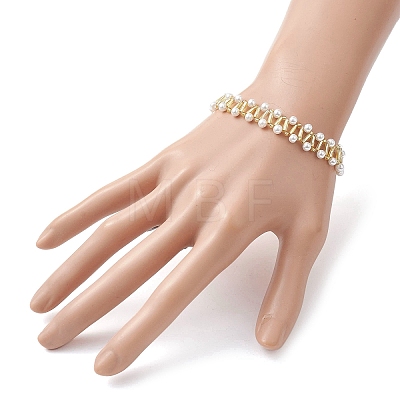 Imitated Pearl Acrylic & Glass Beaded Bracelets with 304 Stainless Steel Lobster Claw Clasps for Women BJEW-JB10199-01-1