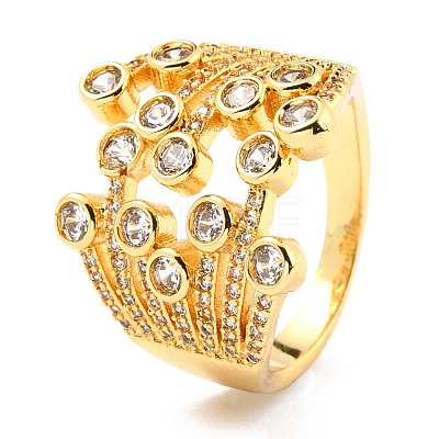 Brass Micro Pave Cubic Zirconia Finger Rings RJEW-F116-09A-G-1