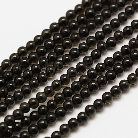 Natural Obsidian Round Bead Strands X-G-A130-3mm-04-1