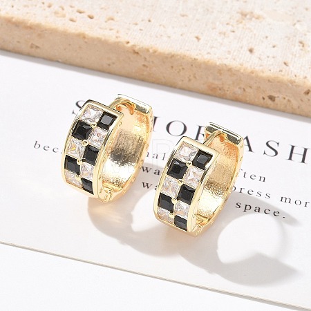 Brass Micro Pave Cubic Zirconia Hoop Earrings EJEW-H152-01C-G-1