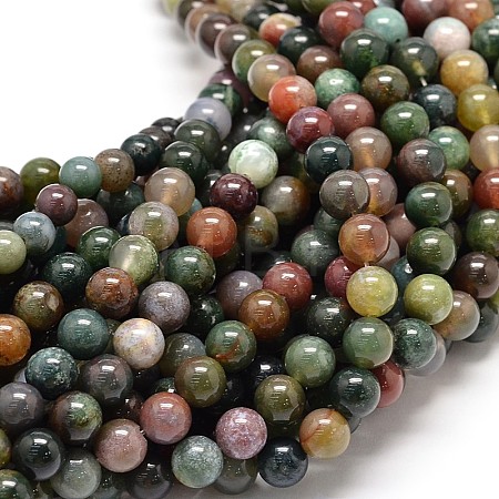 Natural Indian Agate Round Bead Strands X-G-P075-40-10mm-1