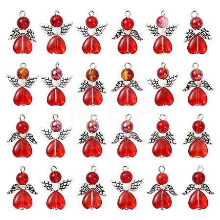 90Ppcs 3 Styles Valentine's Day Glass Pendants PALLOY-CJ00117-1
