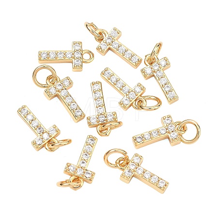 SHEGRACE Brass Micro Pave Clear Cubic Zirconia Pendants XGRQ29227-394G-T-1