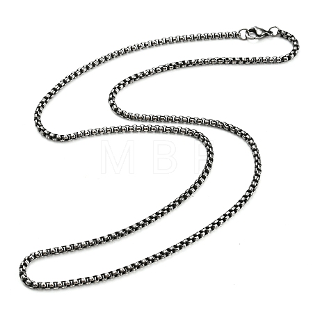304 Stainless Steel Box Chain Necklace NJEW-D046-01B-1