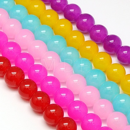 Imitation Jade Glass Round Bead Strands GLAA-A022C-12mm-M-1