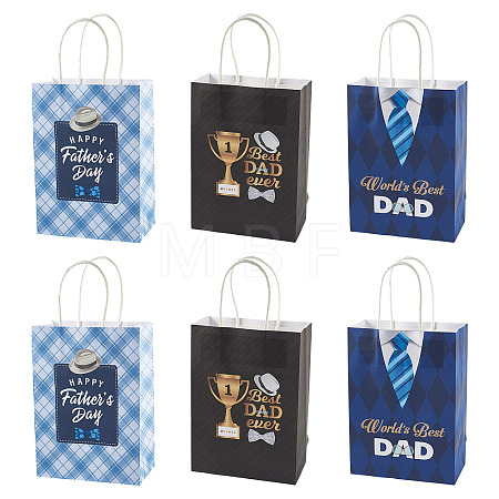 9Pcs 3 Styles Happy Father's Day Printed Paper Packing Tote Bags CARB-TA0001-20-1