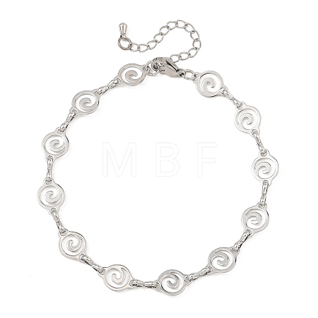 304 Stainless Steel Hollow Spiral Link Chain Anklets AJEW-AN00848-02-1