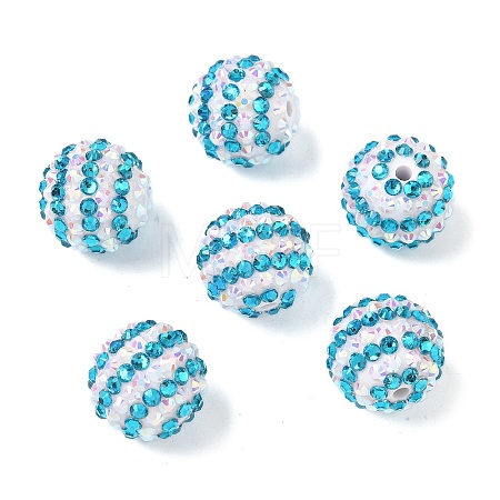 Striped Resin Rhinestone Beads OACR-A037-01D-1