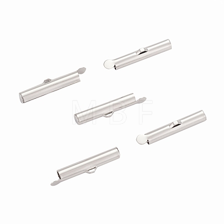 Brass Slide On End Clasp Tubes X-KK-P031-12P-1