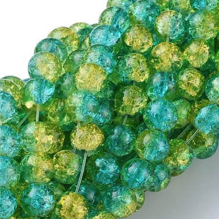 Spray Painted Crackle Glass Beads Strands CCG-Q002-8mm-07-1