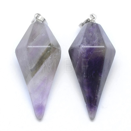Natural Amethyst Pointed Pendants KK-E757-F-12P-1