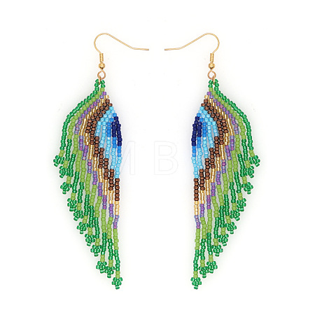 Bohemian Handmade Glass Seed Beads Tassel Dangle Earrings CB9270-3-1