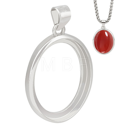 1Pc 925 Sterling Silver Pendants Cabochon Settings STER-BC0002-40-1