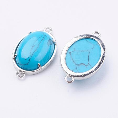 Brass Synthetic Turquoise Links connectors G-E398-04F-1