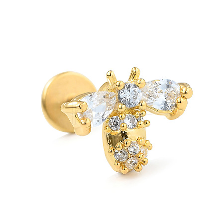 Stainless Steel Micro Pave Clear Cubic Zirconia Cartilage Earrings for Women Men WG39C06-07-1