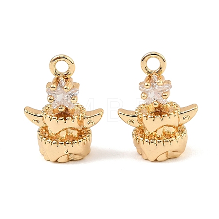 Brass Micro Pave Cubic Zirconia Charms KK-C155-17G-01-1