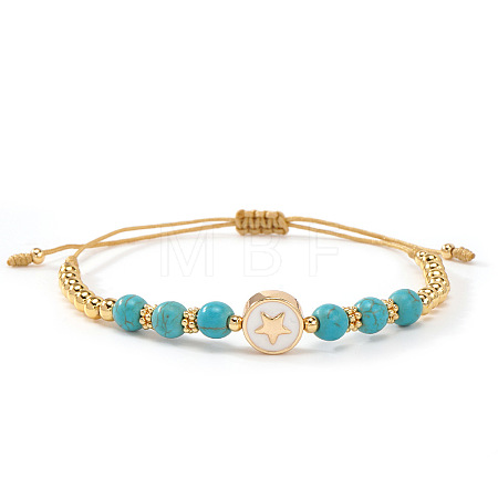 Minimalist Adjustable Synthetic Turquoise Beads Braided Bead Bracelets SR5600-2-1