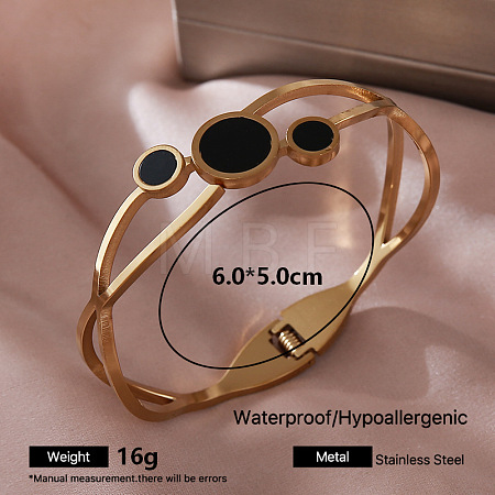 304 Stainless Steel Black Enamel Hinged Cuff Bangles for Women YK2931-4-1