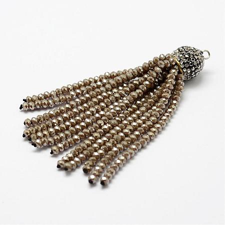 Electroplate Glass Bead Tassel Big Pendants EGLA-P023-10-1