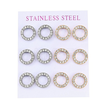 PVD Vacuum Plating 304 Stainless Steel Stud Earrings EJEW-C099-09-04-1