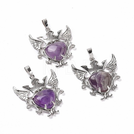 Natural Amethyst Pendants G-P496-04P-14-1