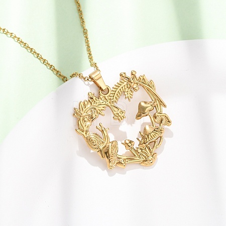304 Stainless Steel Pendant Cable Chain Necklaces for Men Women NJEW-K308-03F-G-1