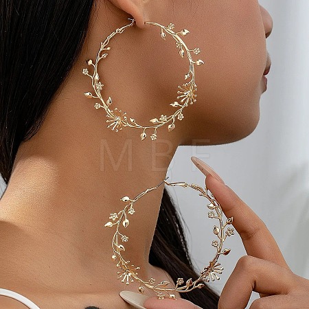 Alloy Branch Flower Big Hoop Earrings for Women WGC29F5-01-1