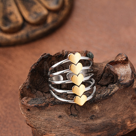 304 Stainless Steel Cuff Open Rings for Women WGBCB61-04-1